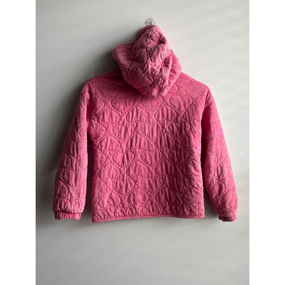 Lucky Brand Pink Quilted Heart Hoodie Kids Size S (7/8) - Picture 2 of 7